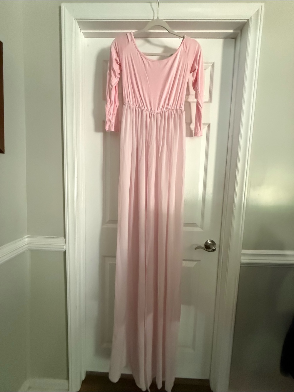 Women’s Long Pink Maternity Maxi Dress